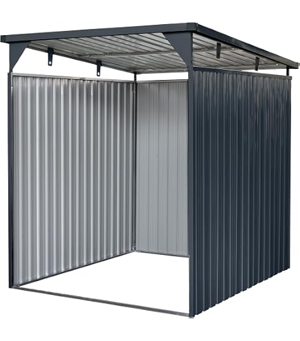 Amazon | スチール製サイクルポート、3～5台収納可能、3面囲い、防水防